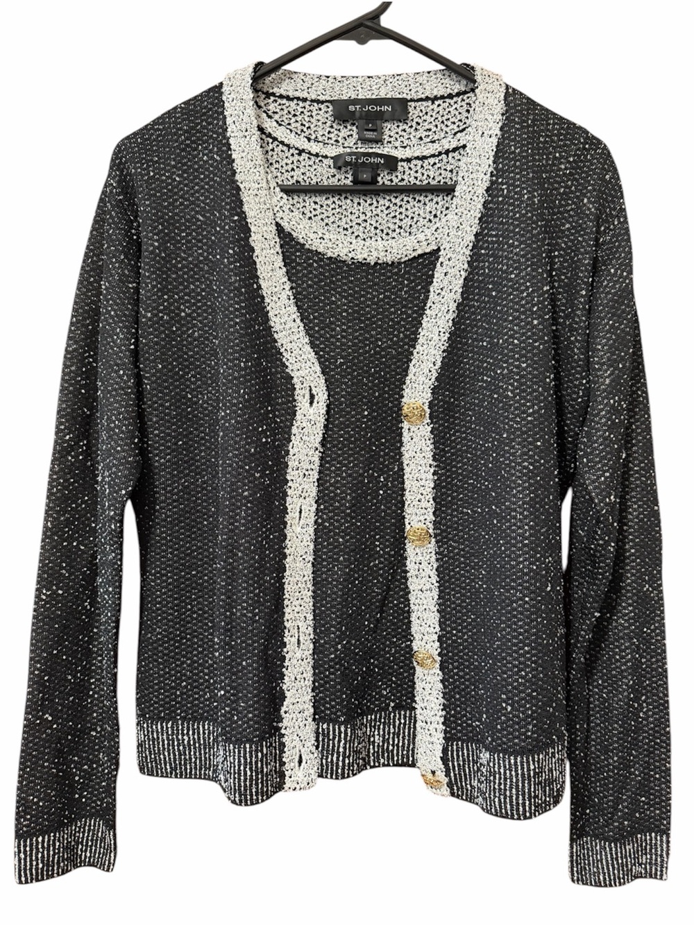 St. John Knitwear Matching Cardigan & Sleeveless Top - Wool Blend Petite Small